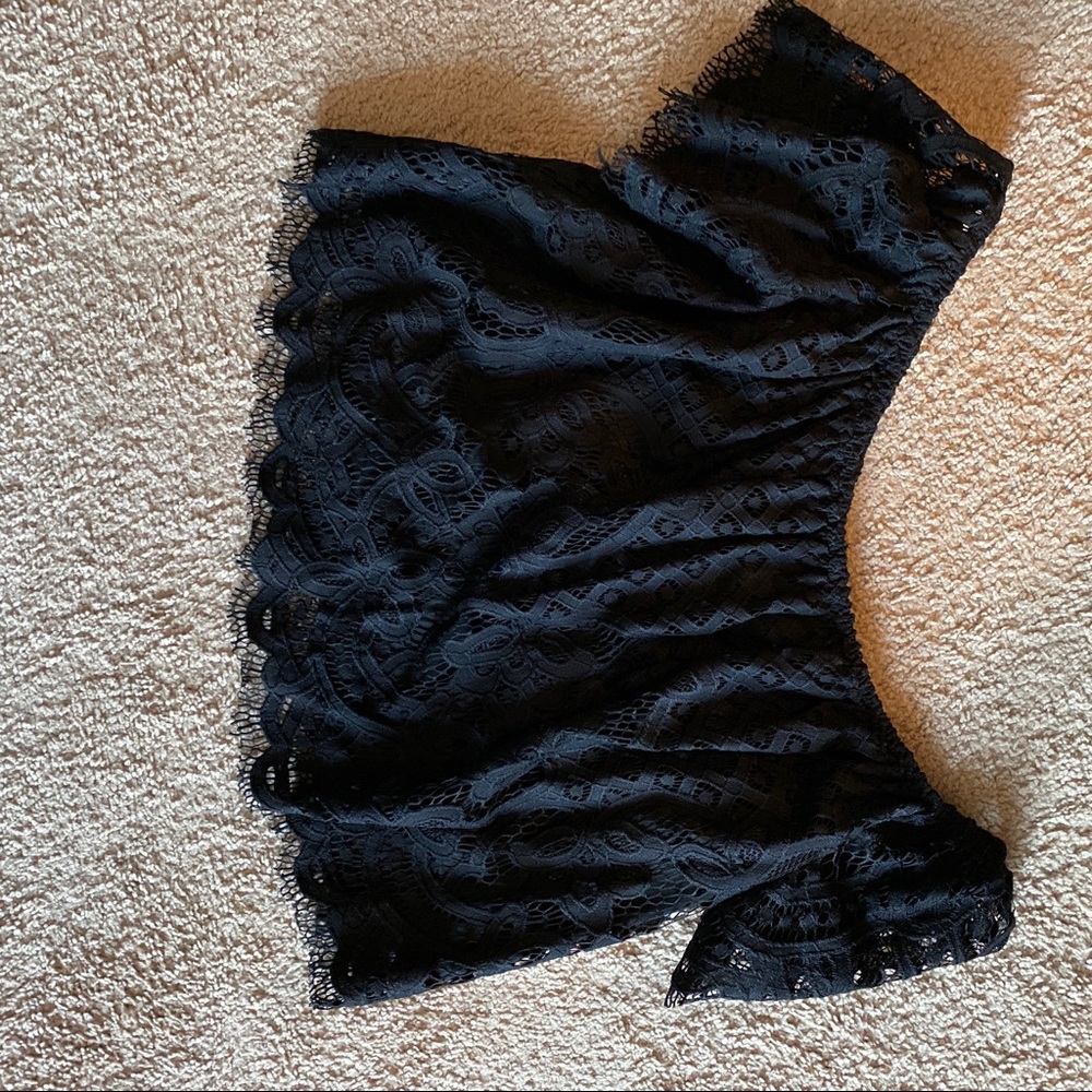 Express lace crop top off the shoulder medium